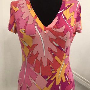 EMILIO PUCCI Pink & Orange PUCCI Print Tee/Top